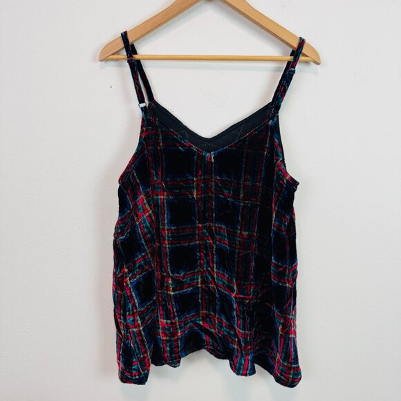 Torrid Plaid Velvet camisole tank top size 1 (XL/1X) goth punk NWT - Picture 6 of 8